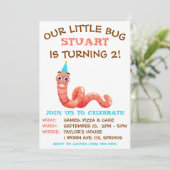 Unser kleiner Bug, Erdwurm, Wurm Birthday Party Einladung (Stehend Vorderseite)