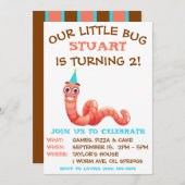 Unser kleiner Bug, Erdwurm, Wurm Birthday Party Einladung (Vorne/Hinten)