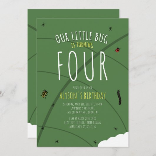 Unser kleiner Bug zum Geburtstag Einladung (Vorne/Hinten)