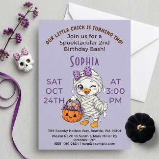 Unser kleiner Chick wird zwei Halloween Geburtstag Einladung