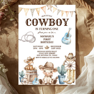 Unser kleiner Cowboy Wild West 1. Geburtstag Einladung