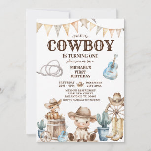 Unser kleiner Cowboy Wild West 1. Geburtstag Einladung