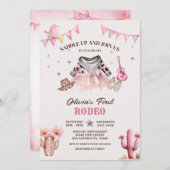 Unser kleiner Cowgirl Western First Rodeo Geburtst Einladung (Vorne/Hinten)
