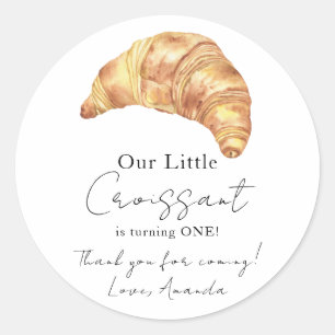 Unser kleiner Croissant 1. Geburtstag Vielen Dank Runder Aufkleber