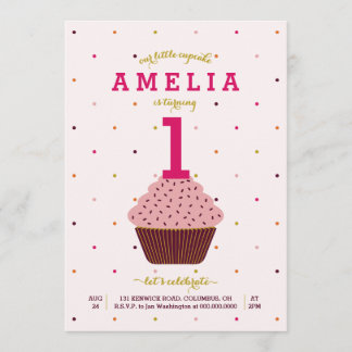 Unser kleiner Cupcake zum Geburtstag Einladung