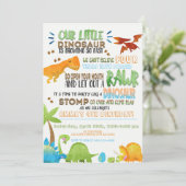 Unser kleiner Dinosaurier-Kindergeburtstag Einladung (Stehend Vorderseite)