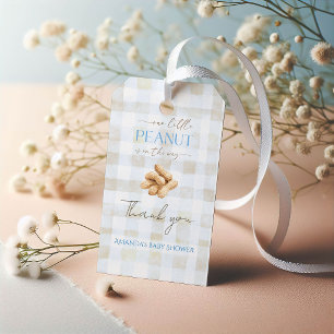 Unser kleiner Erdnussjunge Blau kariertes Babyshow Geschenkanhänger