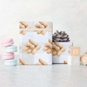 Unser kleiner Erdnussjunge Blau kariertes Babyshow Geschenkpapier