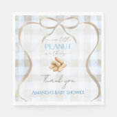 Unser kleiner Erdnussjunge Blau kariertes Babyshow Serviette (Vorderseite)