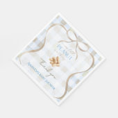 Unser kleiner Erdnussjunge Blau kariertes Babyshow Serviette (Ecke)