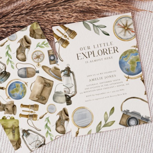 Unser kleiner Explorer | Adventure Awaits Baby Sho Einladung