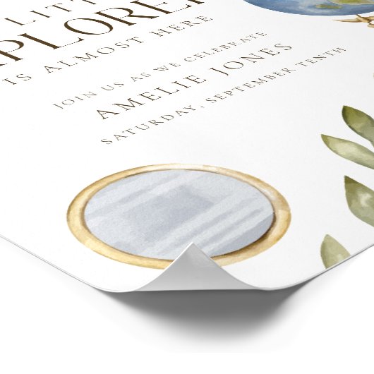 Unser kleiner Explorer | Adventure Awaits Baby Sho Poster (Ecke)