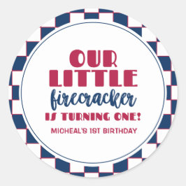Unser kleiner Feuerwehrmann macht einen Geburtstag Runder Aufkleber