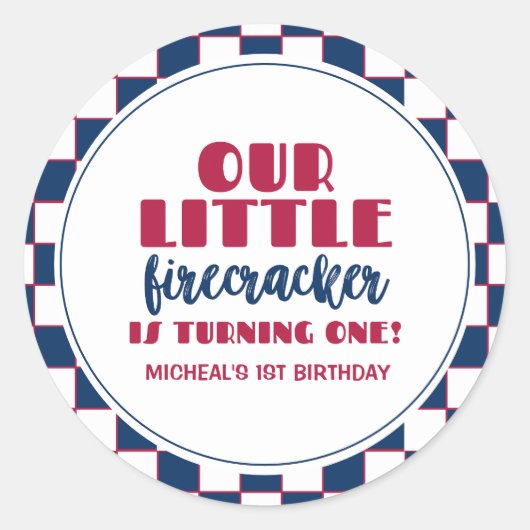 Unser kleiner Feuerwehrmann macht einen Geburtstag Runder Aufkleber (Vorderseite)