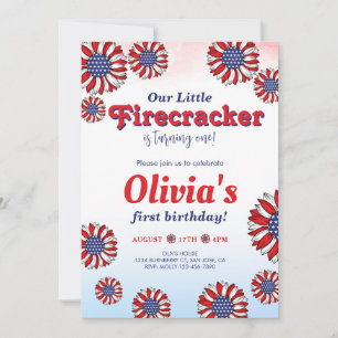 Unser kleiner Firecracker 1. Geburtstag Einladung