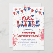 Unser kleiner Firecracker 1. Geburtstag Einladung (Vorderseite)