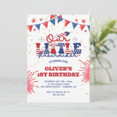 Unser kleiner Firecracker 1. Geburtstag Einladung (Stehend Vorderseite)