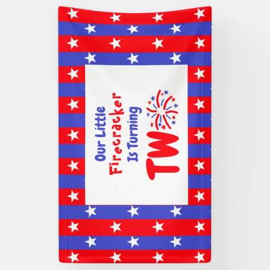 Unser kleiner Firecracker 2. Geburtstag Banner (Vertikal)