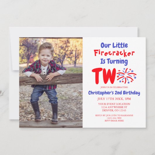 Unser kleiner Firecracker 2. Geburtstag Einladung (Vorderseite)