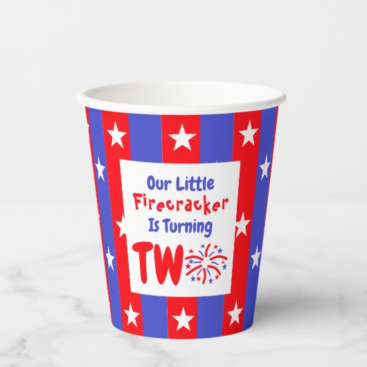 Unser kleiner Firecracker 2. Geburtstag Pappbecher (Vorderseite)
