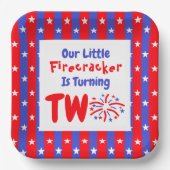 Unser kleiner Firecracker 2. Geburtstag Pappteller (Vorderseite)