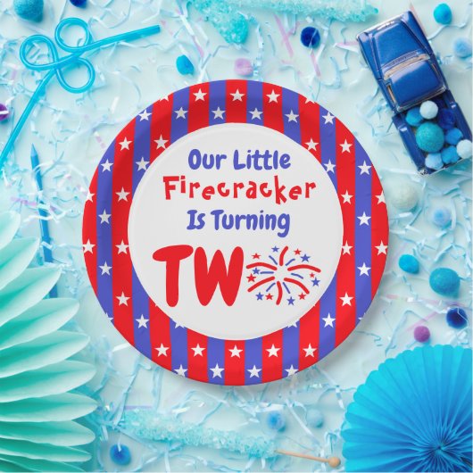 Unser kleiner Firecracker 2. Geburtstag Pappteller (Party)