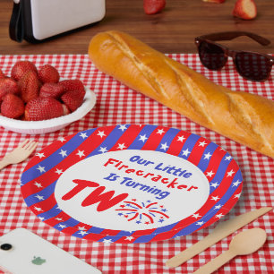 Unser kleiner Firecracker 2. Geburtstag Pappteller