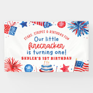 Unser kleiner Firecracker 4. Juli 1. Geburtstag Banner