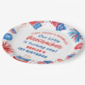 Unser kleiner Firecracker 4. Juli 1. Geburtstag Pappteller (Schrägansicht)