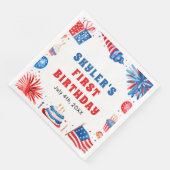 Unser kleiner Firecracker 4. Juli 1. Geburtstag Serviette (Ecke)