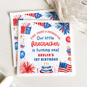 Unser kleiner Firecracker 4. Juli 1. Geburtstag Serviette
