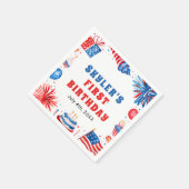 Unser kleiner Firecracker 4. Juli 1. Geburtstag Serviette (Ecke)