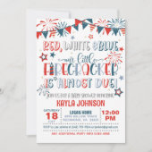 Unser kleiner Firecracker ist fast Due Baby Dusche Einladung (Vorderseite)