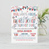 Unser kleiner Firecracker ist fast Due Baby Dusche Einladung (Stehend Vorderseite)