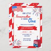 Unser kleiner Firecracker macht einen Geburtstag Einladung (Vorne/Hinten)