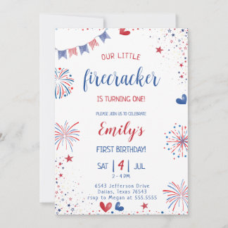 Unser kleiner Firecracker zum Geburtstag Einladung