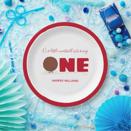 Unser kleiner Fleischball macht einen 1. Geburtsta Pappteller (Party)