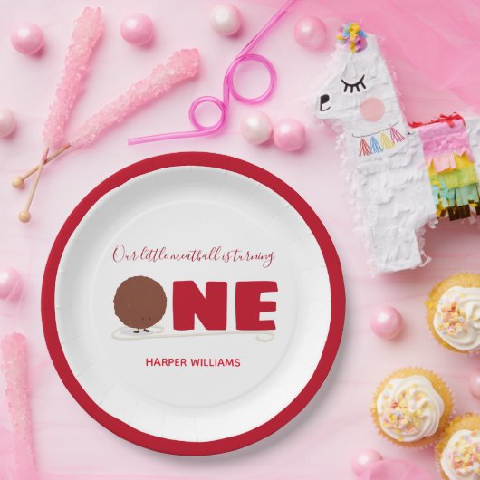 Unser kleiner Fleischball macht einen 1. Geburtsta Pappteller (Party)