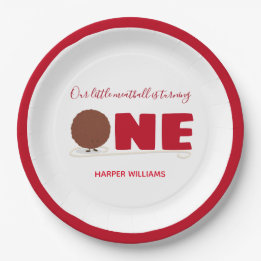 Unser kleiner Fleischball macht einen 1. Geburtsta Pappteller