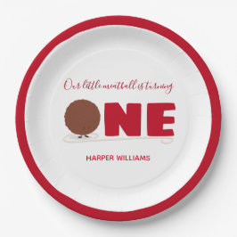 Unser kleiner Fleischball macht einen 1. Geburtsta Pappteller