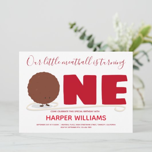 Unser kleiner Fleischball macht einen ersten Gebur Einladung (Stehend Vorderseite)