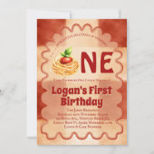 Unser kleiner Fleischklops wird Eins 1. Geburtstag Einladung (Vorderseite)