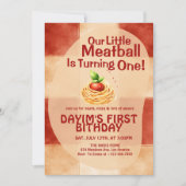 Unser kleiner Fleischkügelchen wird Eins 1. Geburt Einladung (Vorderseite)