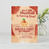 Unser kleiner Fleischkügelchen wird Eins 1. Geburt Einladung (Stehend Vorderseite)