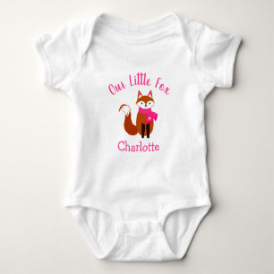 Unser kleiner Fox Niedlicher Rosa Scarf Personalis Baby Strampler