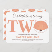 Unser kleiner Fuchs dreht zwei zweite Kindergeburt Einladung (Vorne/Hinten)