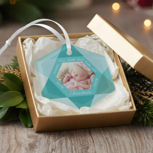 Unser kleiner Gem März Birthstone Baby Birth Stats Ornament Aus Glas