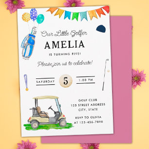 Unser kleiner Golfer Rosa Wagen Kinder Golf Geburt Einladung