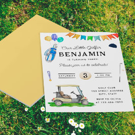 Unser kleiner Golfer Yellow Kids Golf Geburtstag Flyer