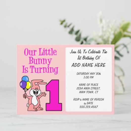 Unser kleiner Hase dreht einen Einladung (Stehend Vorderseite)